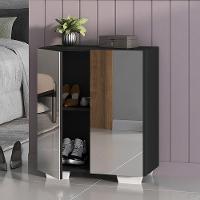 Sapateira 2 Portas Com Espelho Nina Preta/branca - 3