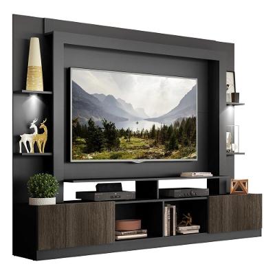 Estante Com Suporte Tv 65" E Leds Berlim Multimóveis V3384 Preta/Tenerife Preto/Tenerife