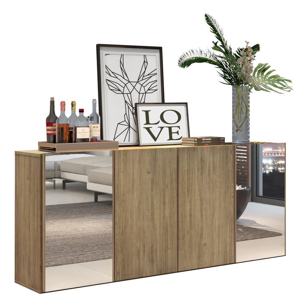 Aparador Buffet 4 Portas Com Espelho Vegas V3561 Rustic Rustic - 1