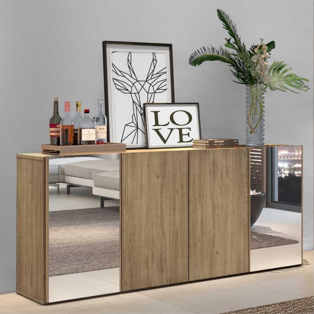 Aparador Buffet 4 Portas Com Espelho Vegas V3561 Rustic Rustic - 7
