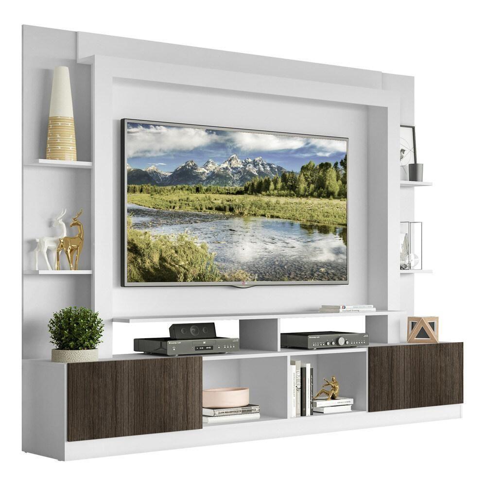 Estante Com Suporte Tv 65" E 2 Portas Oslo Multimóveis V3386 Branca/Tenerife Branco/Tenerife - 1