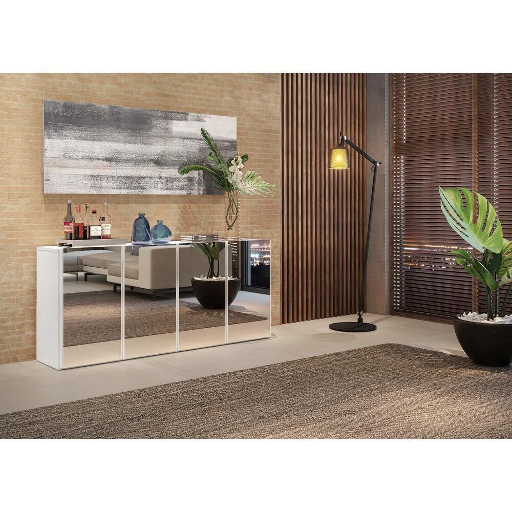 Aparador Buffet 4 Portas Com Espelho Vegas Multimóveis V3558 Branco Branco - 5