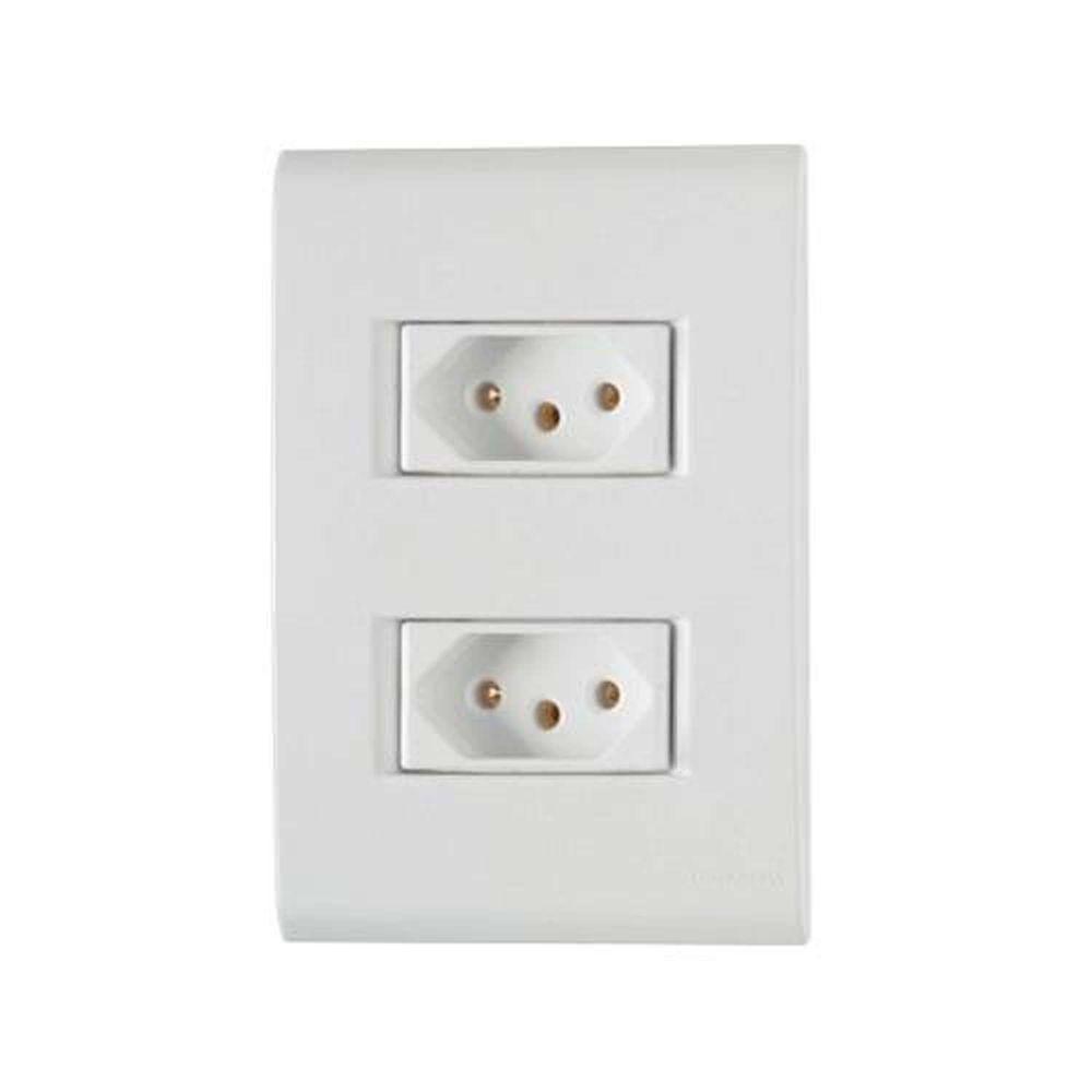 Conjunto 2 Tomadas 3p 10a Tramontina - Linha Liz Branca - Modular Com Parafusos - 1