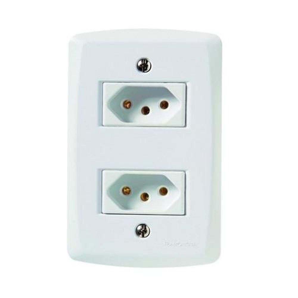 Conjunto 2 Tomadas 3p 10a Lux2 Tramontina - Branco - Sistema Modular - 1