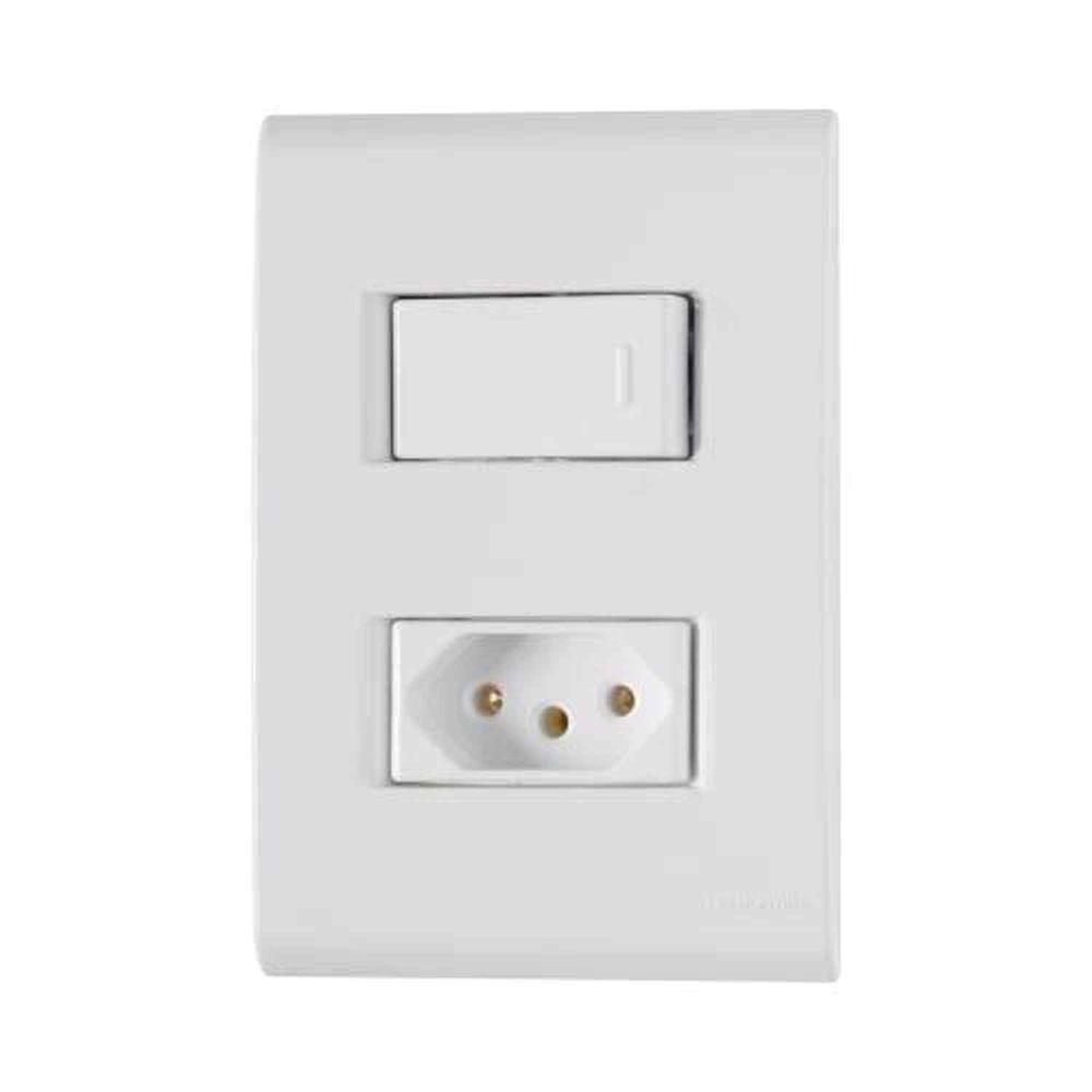 Interruptor Simples + Tomada 20a Linha Liz Tramontina - Branco - Modular - Parafusos Inclusos - 1