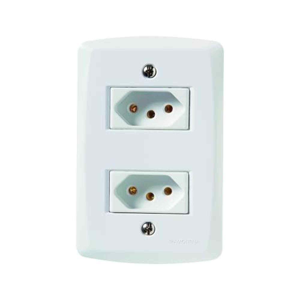 Conjunto 2 Tomadas 3p 20a Tramontina Lux2 - Branco - Sistema Modular - 1