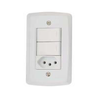 Conjunto Interruptores Simples + Tomada 10a Lux2 Tramontina - Branco - 1