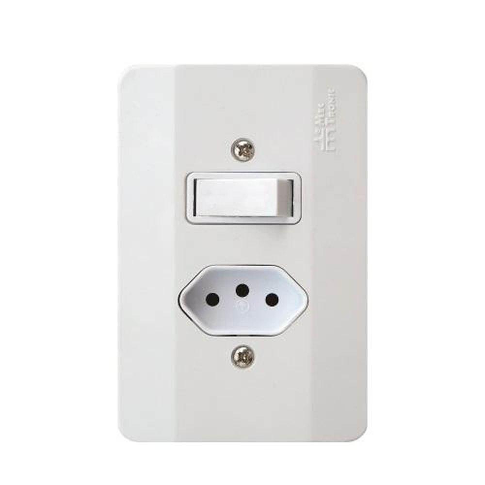 Interruptor Paralelo + Tomada 10a Linha Millenium - Mectronic Sptr-e6m - 1