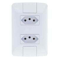 Conjunto 2 Tomadas 20a Tramontina Linha Aria - Branco - Modular Fixação Parede Madeira - 1