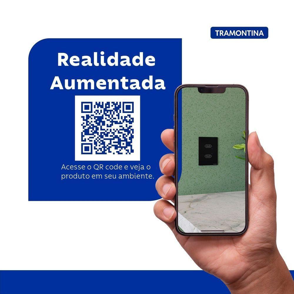 Tomada Touch Onne Smart Tramontina Preto Com 2 Tomadas 2p+t 10 A 250 V Tramontina - 3