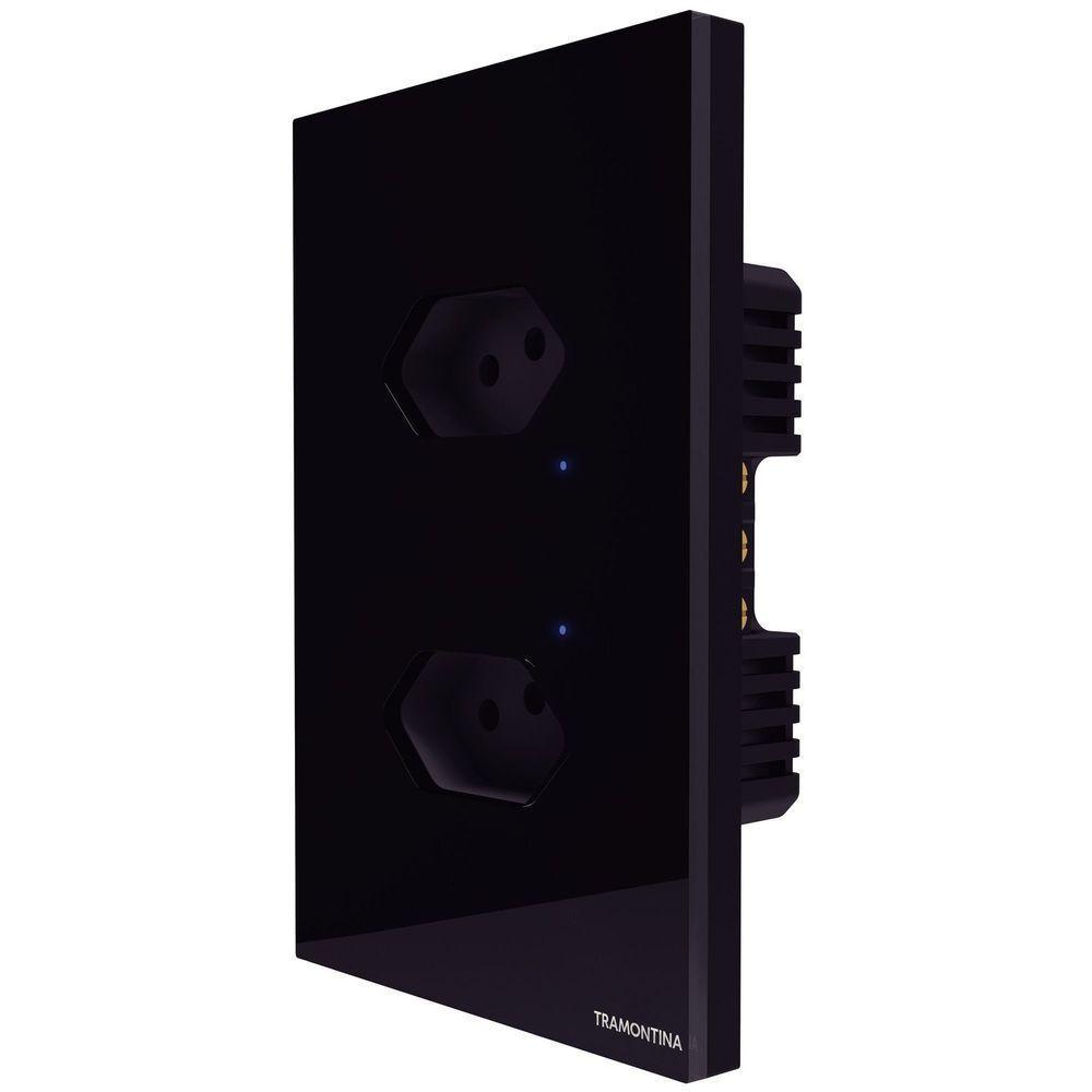 Tomada Touch Onne Smart Tramontina Preto Com 2 Tomadas 2p+t 10 A 250 V Tramontina - 10