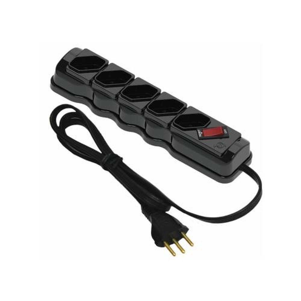 Filtro De Linha 5 Tomadas Preto 1 Metro - Proteção Elétrica Para Casa E Escritório - 1