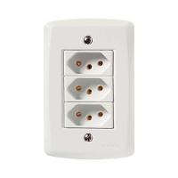 Conjunto 3 Tomadas 3p 10a Tramontina Lux2 - Branco - Kit Com Parafusos - 1