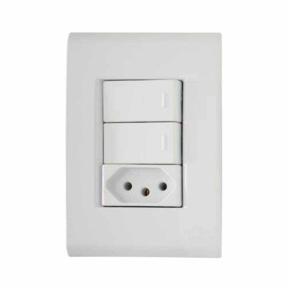 Interruptor Simples + Tomada 10a Branca - Conjunto 2 Peças - Linha Liz Tramontina - 1