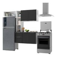 Armário De Cozinha Compacta Com Balcão Sofia Multimóveis V2006 Branco/Preto Branco/Preto - 1