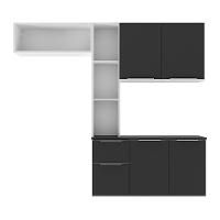 Armário De Cozinha Compacta Com Balcão Sofia Multimóveis V2006 Branco/Preto Branco/Preto - 2