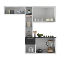 Armário De Cozinha Compacta Com Balcão Sofia Multimóveis V2006 Branco/Preto Branco/Preto - 3