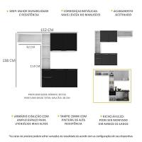 Armário De Cozinha Compacta Com Balcão Sofia Multimóveis V2006 Branco/Preto Branco/Preto - 5