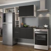 Armário De Cozinha Compacta Com Balcão Sofia Multimóveis V2006 Branco/Preto Branco/Preto - 6