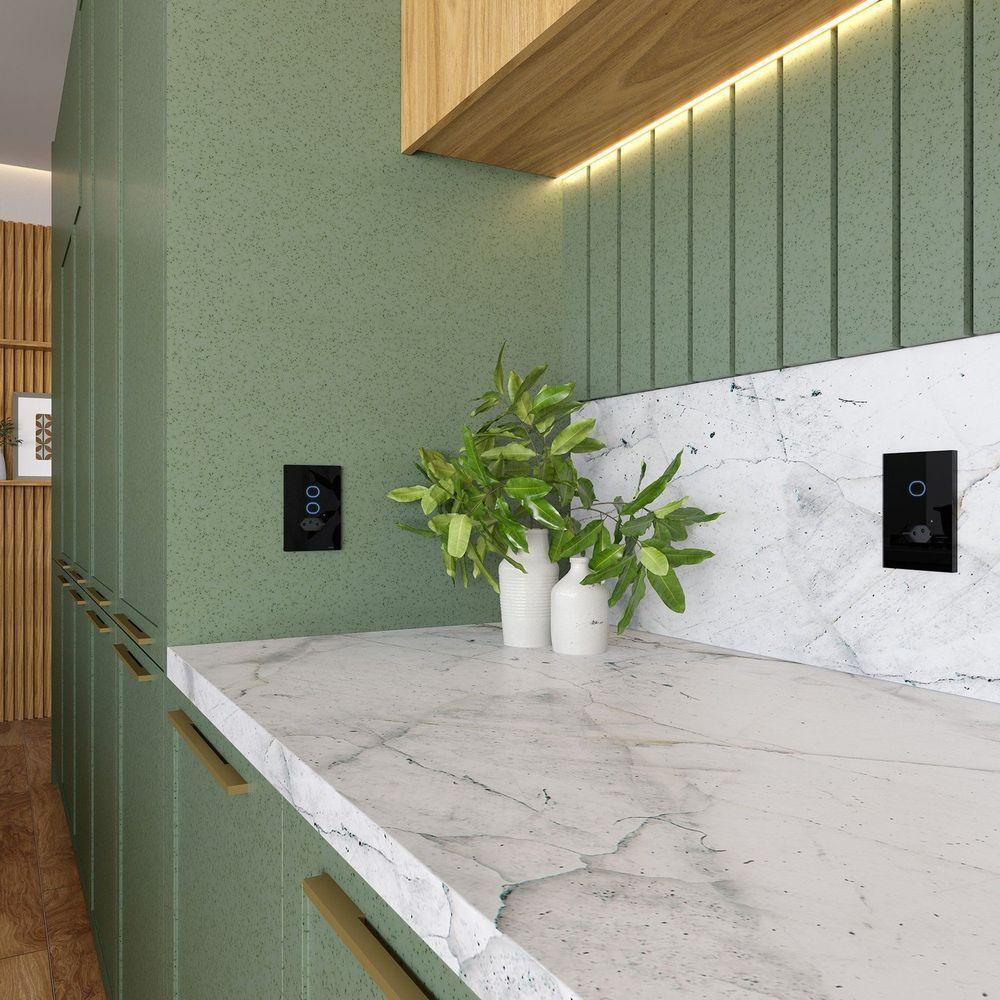 Interruptor Onne Touch Smart Tramontina Preto Com 2 Canais E 1 Tomada 2p+t 10 A 250 V Tramontina - 3