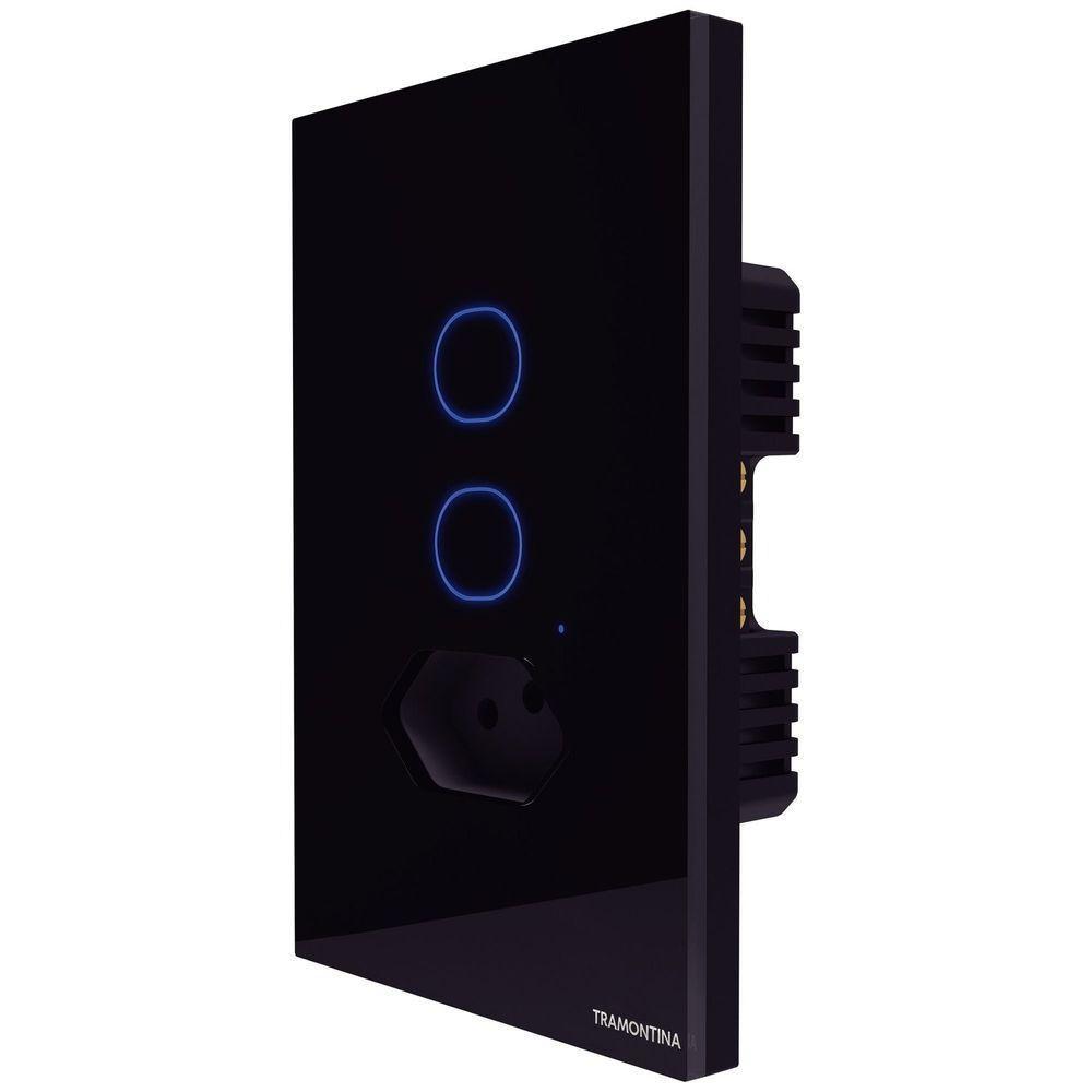 Interruptor Onne Touch Smart Tramontina Preto Com 2 Canais E 1 Tomada 2p+t 10 A 250 V Tramontina - 7
