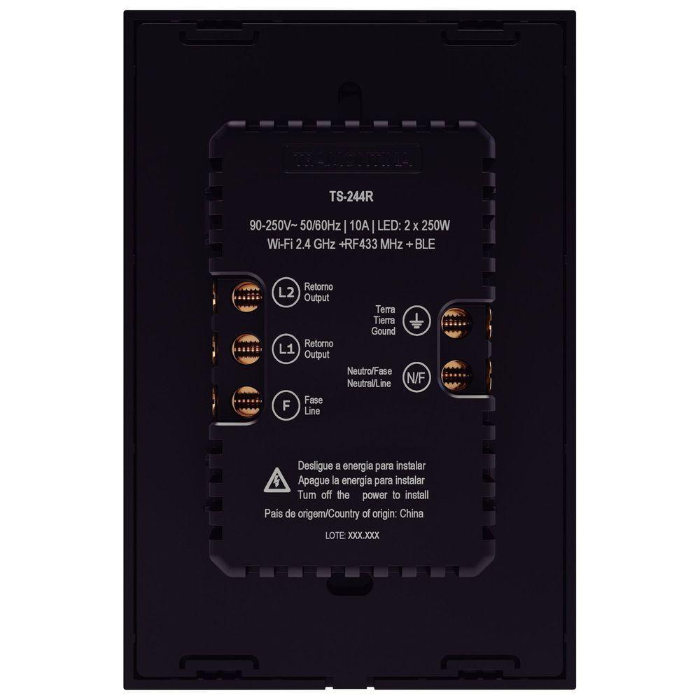 Interruptor Onne Touch Smart Tramontina Preto Com 2 Canais E 1 Tomada 2p+t 10 A 250 V Tramontina - 10