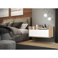 Mesa De Cabeceira 80Cm Suspensa Multimóveis V4004 Rustic/Branca Rustic/Branco - 2