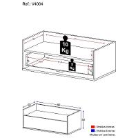 Mesa De Cabeceira 80Cm Suspensa Multimóveis V4004 Rustic/Branca Rustic/Branco - 5