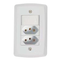 Conjunto Interruptor Simples + 2 Tomadas 10a - Linha Lux2 - Tramontina - 1