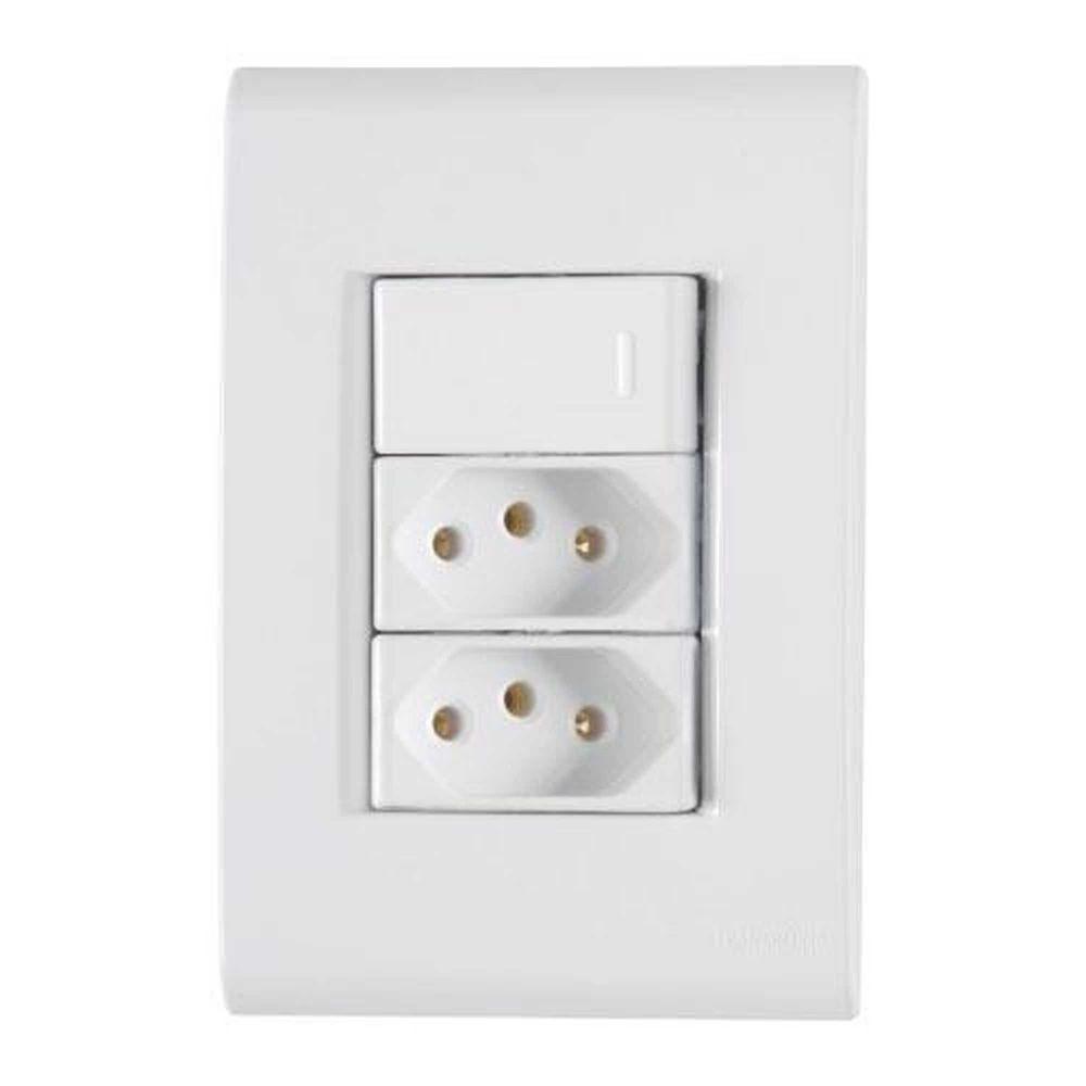 Conjunto Interruptor Simples + 2 Tomadas 20a - Linha Liz - Tramontina - 1