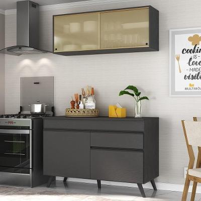 Armário de Cozinha Compacta Mp3688 4 Portas 1 Gaveta MDP 120cm Preto