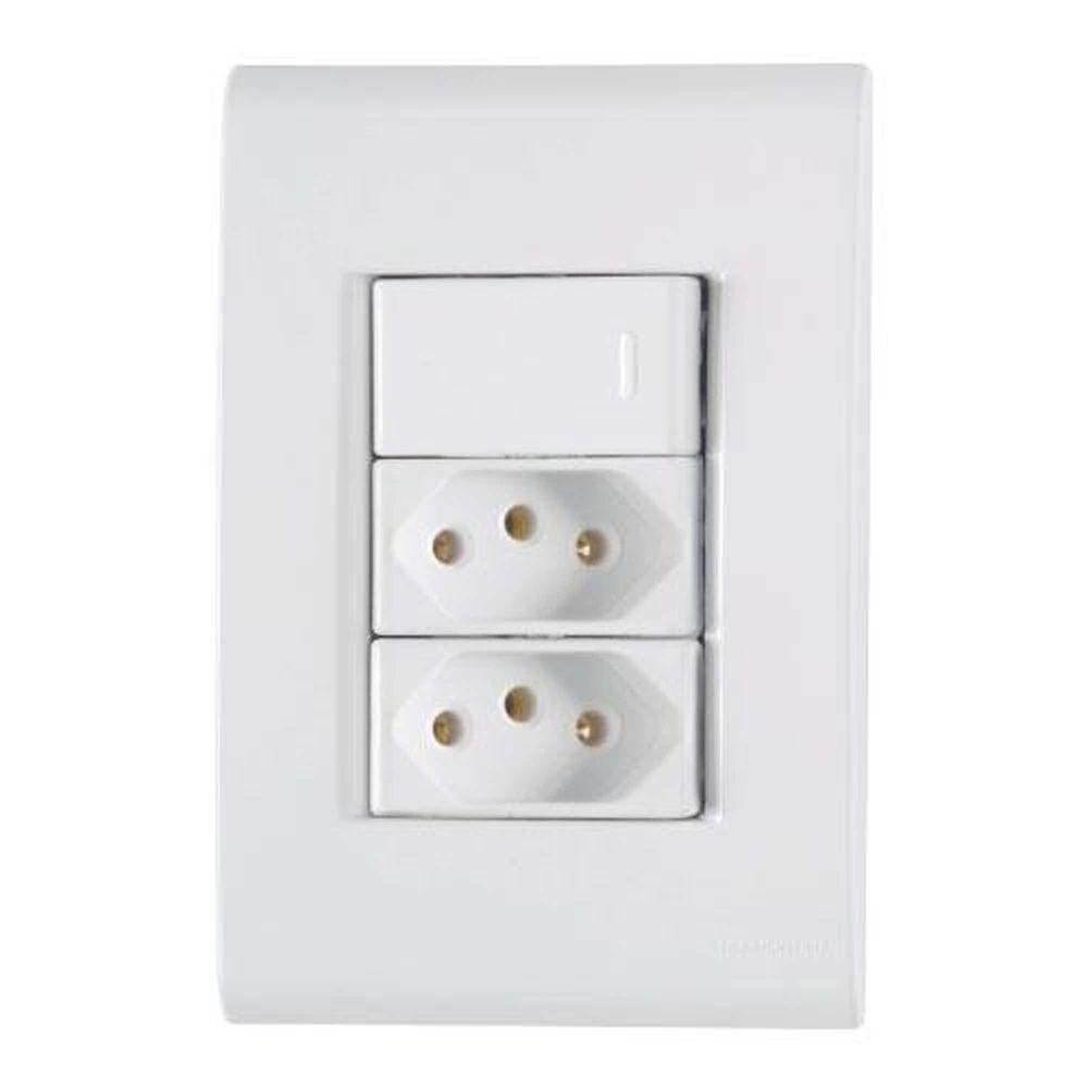 Conjunto Interruptor Simples + 2 Tomadas 10a - Linha Liz - Tramontina - 1