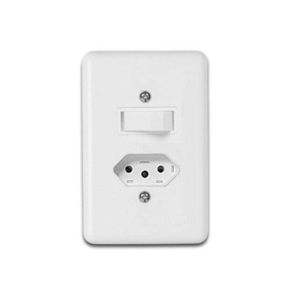 Conjunto Interruptor Simples + Tomada 10a - Linha Stylus - Ilumi - 1