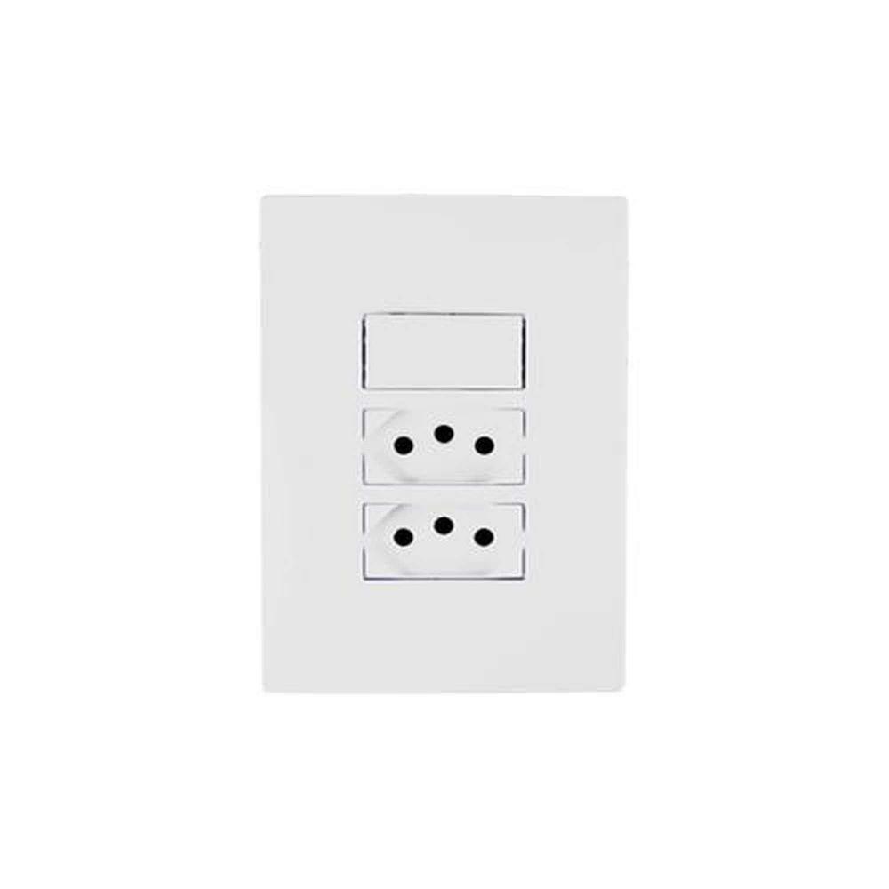 Interruptor Simples + 2 Tomadas 10a Linha I9 Ilumi - Conjunto Elétrico - 1