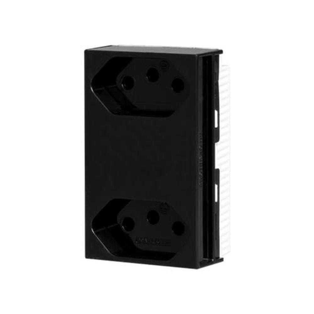 Conjunto 2 Tomadas 3p 10a Preto - Linha Slim - Ilumi - Sku 23573 - 1