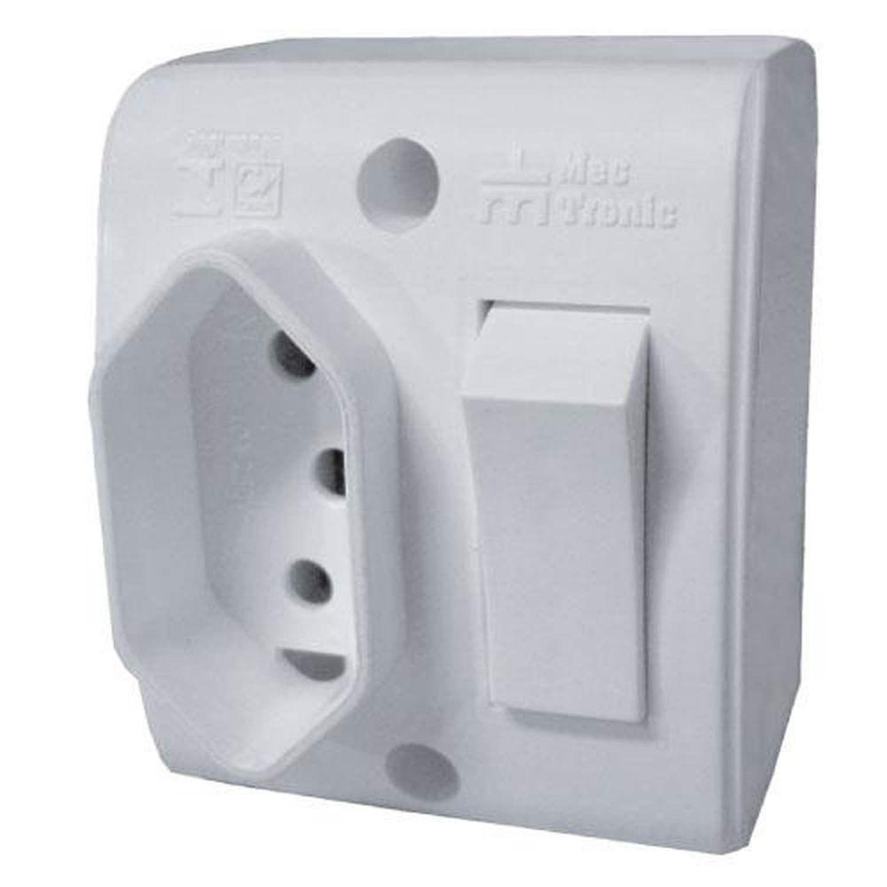 Interruptor Simples Com Tomada 10a + T 2p Branca - Mectronic - 1