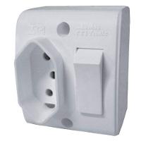 Interruptor Simples Com Tomada 10a + T 2p Branca - Mectronic - 1