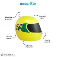 Luminária 3d Senna: Estilo E Iluminação Em Um Capacete Amarelo Para Sua Casa Moderna