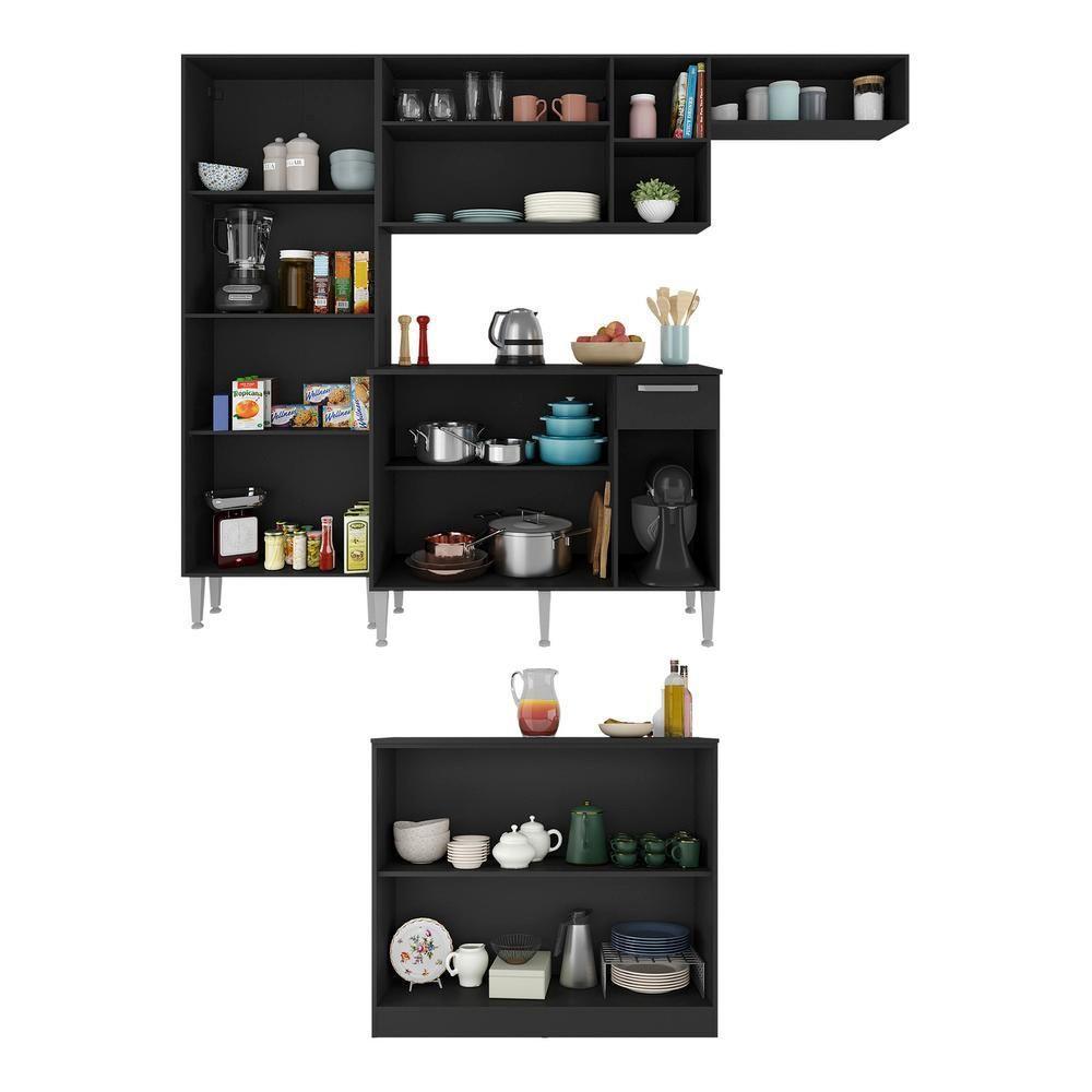 Cozinha Completa C/ Bancada Paris Multimóveis Preta - 2