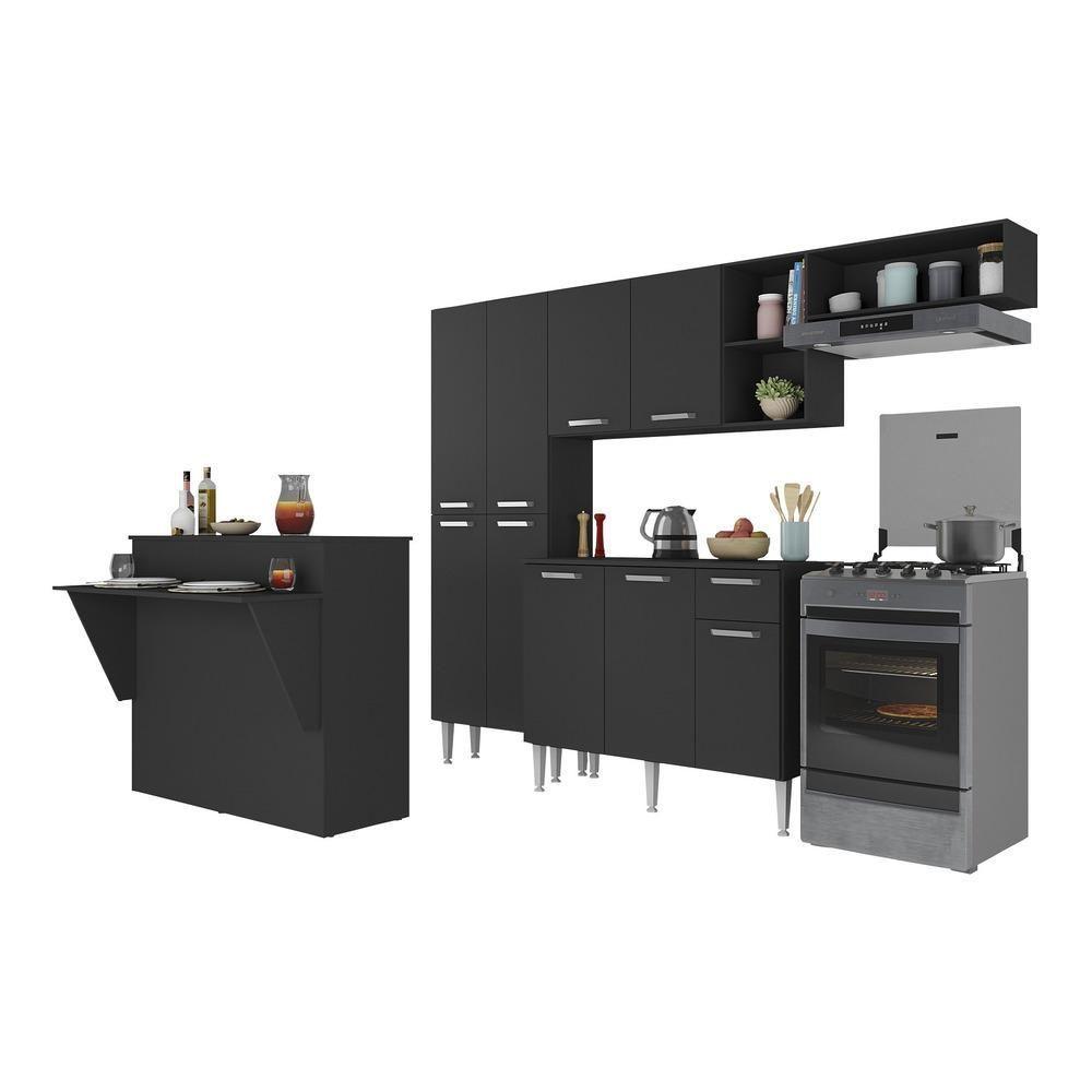 Cozinha Completa C/ Bancada Paris Multimóveis Preta - 3