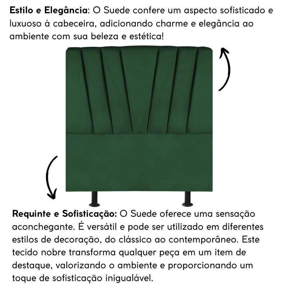 Cabeceira Solteiro Cama Box Estofada 100 Cm Antonella Suede Verde - 5