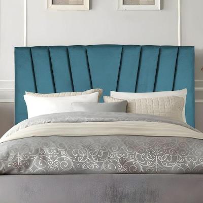Cabeceira Casal Box De Cama Estofada 140 Cm Antonella Suede Azul Turquesa