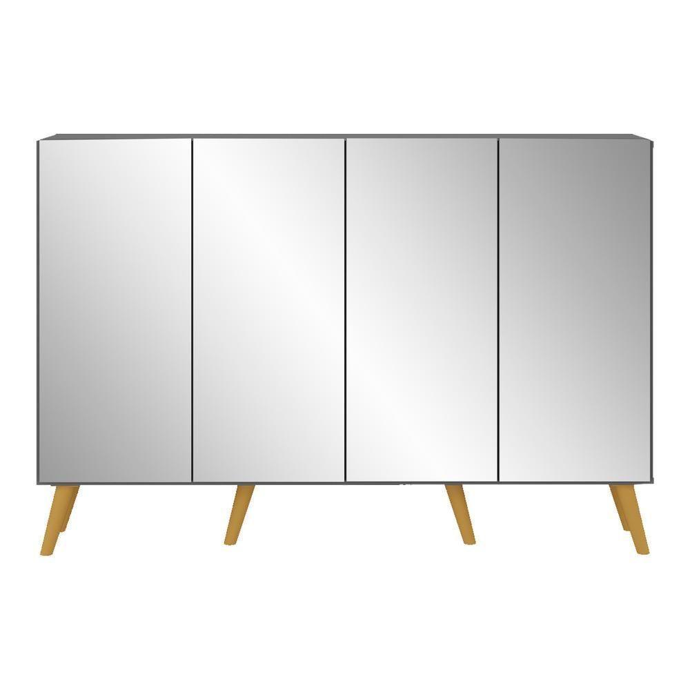 Aparador Buffet 4 Portas Com Espelho Retrô Vegas Multimóveis V3559 Grafite/natural Grafite/natural - 2