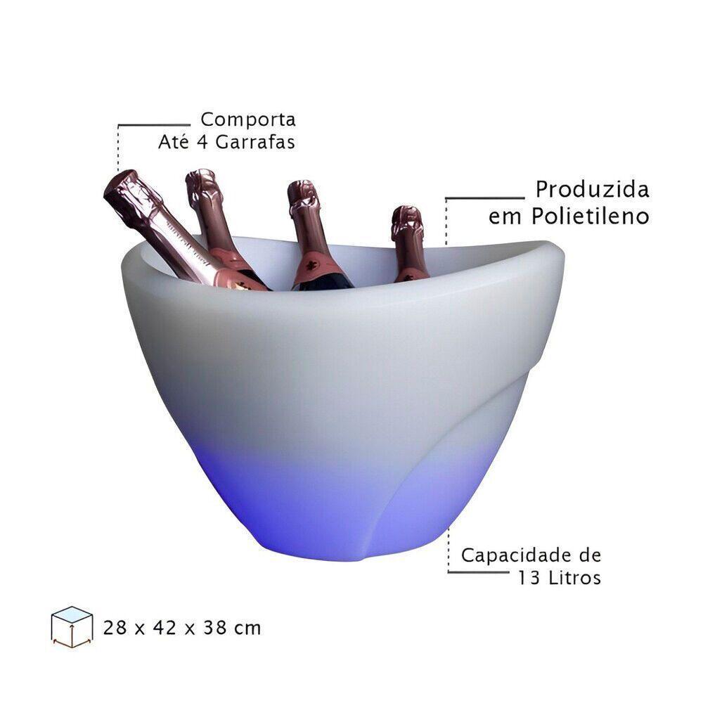 Balde De Gelo Com Led - Champanheira Elegante Para 4 Garrafas, 13l, Parede Dupla Branca - Transforme Suas Festas Em Momentos Inesquecíveis! - 2