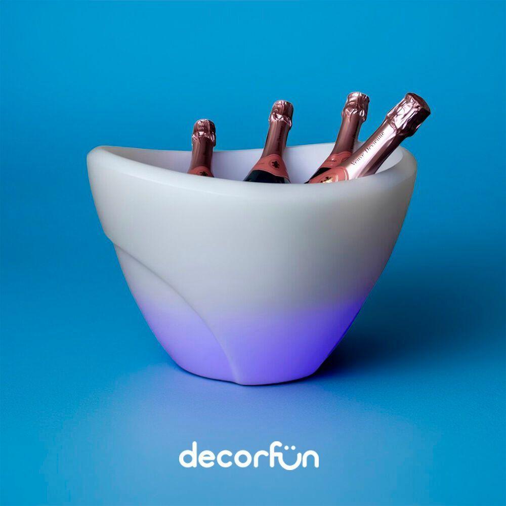 Balde De Gelo Com Led - Champanheira Elegante Para 4 Garrafas, 13l, Parede Dupla Branca - Transforme Suas Festas Em Momentos Inesquecíveis! - 3