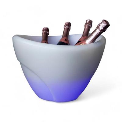 Balde De Gelo Com Led - Champanheira Elegante Para 4 Garrafas, 13l, Parede Dupla Branca - Transforme Suas Festas Em Momentos Inesquecíveis!