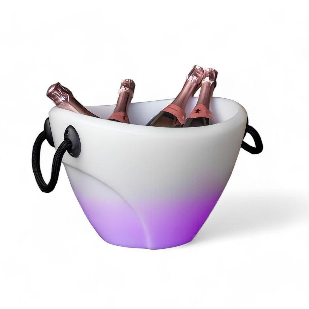 Balde De Gelo Led Para 4 Garrafas - Elegância E Praticidade Em 13l Com Alça E Parede Dupla! Ideal Para Suas Festas E Comemorações! - 2