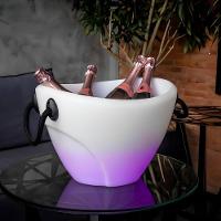 Balde De Gelo Led Para 4 Garrafas - Elegância E Praticidade Em 13l Com Alça E Parede Dupla! Ideal Para Suas Festas E Comemorações! - 1