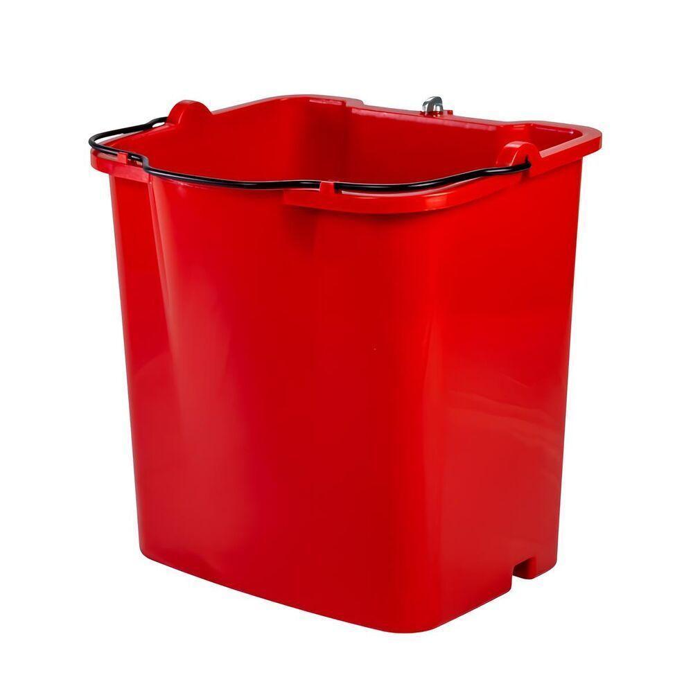 Carro Balde 35l Nobre - Amarelo Com Balde Vermelho, Divisor De água E Sistema Quebra-ondas - 4