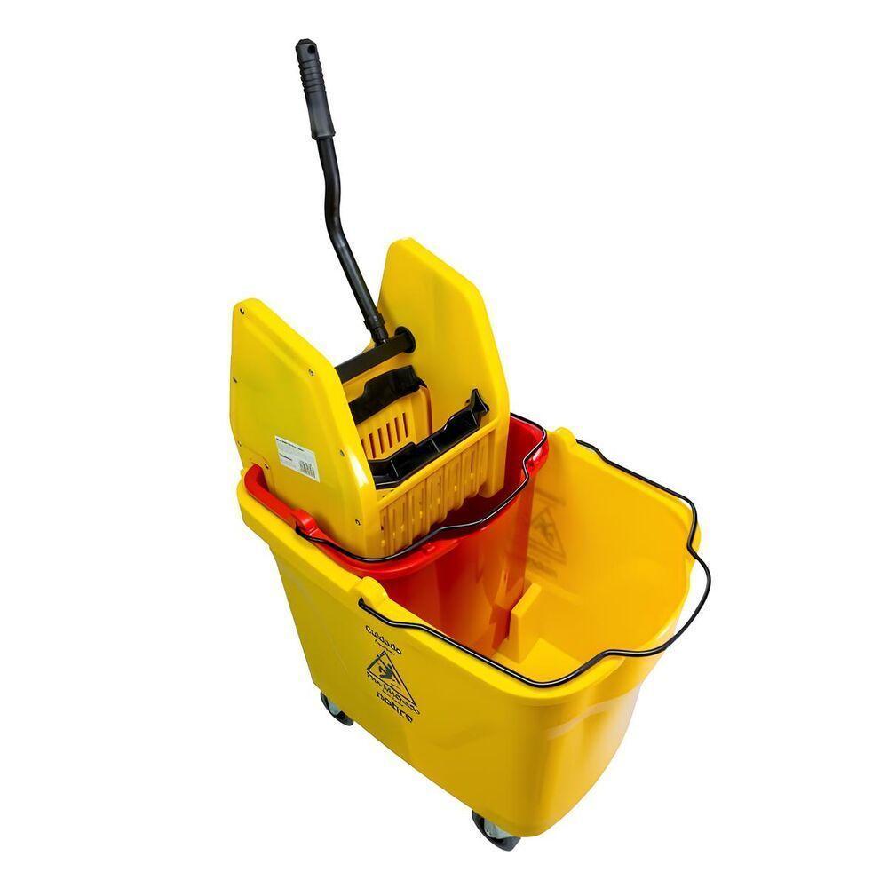 Carro Balde 35l Nobre - Amarelo Com Balde Vermelho, Divisor De água E Sistema Quebra-ondas - 10